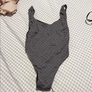 Aerie Charcoal Patterned Shapewear Bodysuit